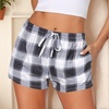 Ekouaer Womens Pajama Shorts Soft Lounge Pj Bottoms Sleep Short with Pocket(Black White Plaid)