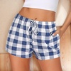 Ekouaer Womens Pajama Shorts Soft Lounge Pj Bottoms Sleep Short with Pocket(Blue White Plaid)