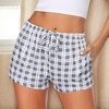 Ekouaer Womens Pajama Shorts Soft Lounge Pj Bottoms Sleep Short with Pocket(Grey Plaid)