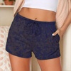 Ekouaer Womens Pajama Shorts Soft Lounge Pj Bottoms Sleep Short with Pocket(Navy Blue)
