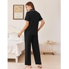 Ekouaer Womens Pajamas Set Button Down Loungewear Short Sleeve Pants Pjs(Black)