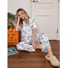 Ekouaer Womens Pajamas Set Button Down Loungewear Short Sleeve Pants Pjs(Black Rabbit)