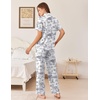 Ekouaer Womens Pajamas Set Button Down Loungewear Short Sleeve Pants Pjs(Black Rabbit)