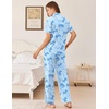 Ekouaer Womens Pajamas Set Button Down Loungewear Short Sleeve Pants Pjs(Blue Bow)