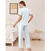 Ekouaer Womens Pajamas Set Button Down Loungewear Short Sleeve Pants Pjs(Blue Stripe Bow)