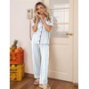 Ekouaer Womens Pajamas Set Button Down Loungewear Short Sleeve Pants Pjs(Blue Stripe Bow)