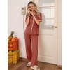 Ekouaer Womens Pajamas Set Button Down Loungewear Short Sleeve Pants Pjs(Brown)
