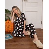 Ekouaer Womens Pajamas Set Button Down Loungewear Short Sleeve Pants Pjs(Christmas Black Santa)