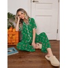 Ekouaer Womens Pajamas Set Button Down Loungewear Short Sleeve Pants Pjs(Christmas Green Candy Canes)