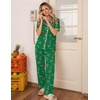 Ekouaer Womens Pajamas Set Button Down Loungewear Short Sleeve Pants Pjs(Christmas Green Candy Canes)