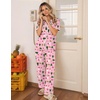 Ekouaer Womens Pajamas Set Button Down Loungewear Short Sleeve Pants Pjs(Christmas Pink Collection)