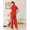 Ekouaer Womens Pajamas Set Button Down Loungewear Short Sleeve Pants Pjs(Christmas Red Gingerbread Man)