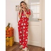 Ekouaer Womens Pajamas Set Button Down Loungewear Short Sleeve Pants Pjs(Christmas Red Santa)