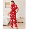 Ekouaer Womens Pajamas Set Button Down Loungewear Short Sleeve Pants Pjs(Christmas Red Santa)