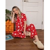 Ekouaer Womens Pajamas Set Button Down Loungewear Short Sleeve Pants Pjs(Christmas Red Santa)
