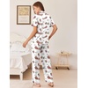 Ekouaer Womens Pajamas Set Button Down Loungewear Short Sleeve Pants Pjs(Christmas White Santa Sleigh)