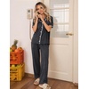Ekouaer Womens Pajamas Set Button Down Loungewear Short Sleeve Pants Pjs(Dark Grey)