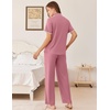Ekouaer Womens Pajamas Set Button Down Loungewear Short Sleeve Pants Pjs(Dusty Rose)