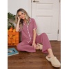 Ekouaer Womens Pajamas Set Button Down Loungewear Short Sleeve Pants Pjs(Dusty Rose)