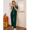 Ekouaer Womens Pajamas Set Button Down Loungewear Short Sleeve Pants Pjs(Lake Green)
