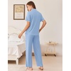 Ekouaer Womens Pajamas Set Button Down Loungewear Short Sleeve Pants Pjs(Light Blue)