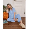 Ekouaer Womens Pajamas Set Button Down Loungewear Short Sleeve Pants Pjs(Light Blue)