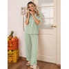 Ekouaer Womens Pajamas Set Button Down Loungewear Short Sleeve Pants Pjs(Light Green)