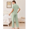 Ekouaer Womens Pajamas Set Button Down Loungewear Short Sleeve Pants Pjs(Light Green)