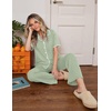 Ekouaer Womens Pajamas Set Button Down Loungewear Short Sleeve Pants Pjs(Light Green)