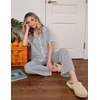 Ekouaer Womens Pajamas Set Button Down Loungewear Short Sleeve Pants Pjs(Light Grey)