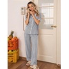 Ekouaer Womens Pajamas Set Button Down Loungewear Short Sleeve Pants Pjs(Light Grey)