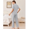 Ekouaer Womens Pajamas Set Button Down Loungewear Short Sleeve Pants Pjs(Light Grey)