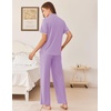 Ekouaer Womens Pajamas Set Button Down Loungewear Short Sleeve Pants Pjs(Lilac)