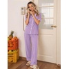 Ekouaer Womens Pajamas Set Button Down Loungewear Short Sleeve Pants Pjs(Lilac)