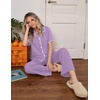 Ekouaer Womens Pajamas Set Button Down Loungewear Short Sleeve Pants Pjs(Lilac)