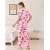 Ekouaer Womens Pajamas Set Button Down Loungewear Short Sleeve Pants Pjs(Pink Bow)