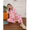 Ekouaer Womens Pajamas Set Button Down Loungewear Short Sleeve Pants Pjs(Pink Bow)
