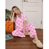 Ekouaer Womens Pajamas Set Button Down Loungewear Short Sleeve Pants Pjs(Pink Bow Knot)