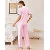 Ekouaer Womens Pajamas Set Button Down Loungewear Short Sleeve Pants Pjs(Pink Stripe)