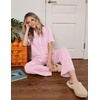 Ekouaer Womens Pajamas Set Button Down Loungewear Short Sleeve Pants Pjs(Pink Stripe Heart)