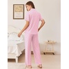 Ekouaer Womens Pajamas Set Button Down Loungewear Short Sleeve Pants Pjs(Pink Stripe Heart)