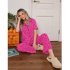 Ekouaer Womens Pajamas Set Button Down Loungewear Short Sleeve Pants Pjs(Rose Leopard)