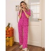 Ekouaer Womens Pajamas Set Button Down Loungewear Short Sleeve Pants Pjs(Rose Leopard)