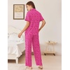 Ekouaer Womens Pajamas Set Button Down Loungewear Short Sleeve Pants Pjs(Rose Leopard)