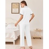 Ekouaer Womens Pajamas Set Button Down Loungewear Short Sleeve Pants Pjs(White)