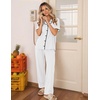 Ekouaer Womens Pajamas Set Button Down Loungewear Short Sleeve Pants Pjs(White)