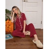 Ekouaer Womens Pajamas Set Button Down Loungewear Short Sleeve Pants Pjs(Wine Red)