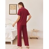 Ekouaer Womens Pajamas Set Button Down Loungewear Short Sleeve Pants Pjs(Wine Red)