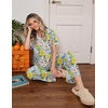 Ekouaer Womens Pajamas Set Button Down Loungewear Short Sleeve Pants Pjs(Yellow Chrysanthemum)