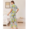 Ekouaer Womens Pajamas Set Button Down Loungewear Short Sleeve Pants Pjs(Yellow Chrysanthemum)